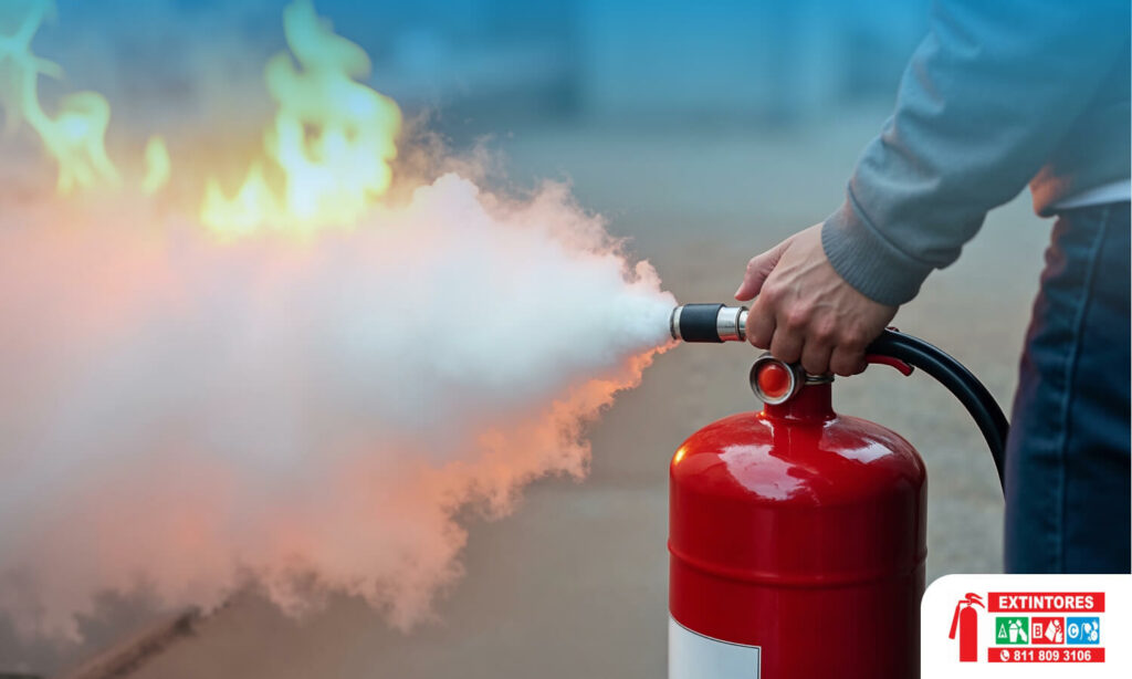 Supresión de fuego utilizando extintores.